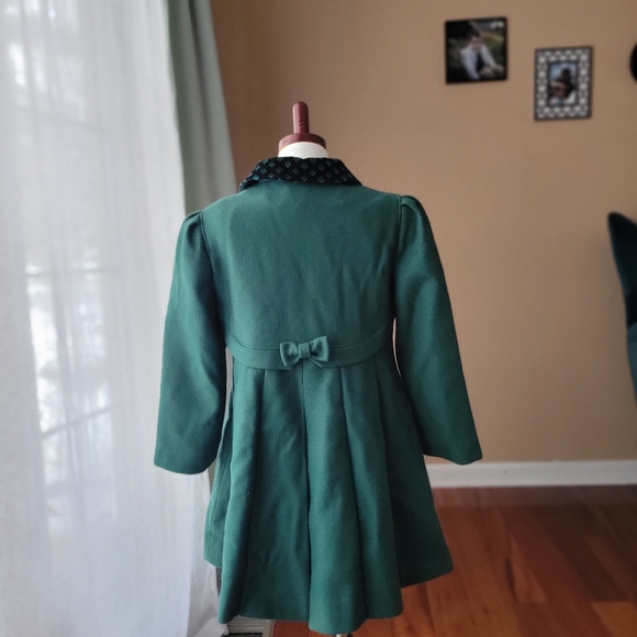 Vintage Rothschild Green Wool Blend Girls Coat Size 6X Fit & Flare - Picture 4 of 15